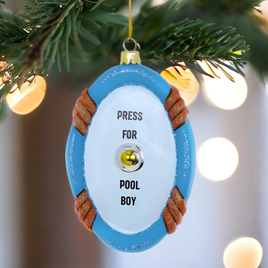 Press for Pool Boy Service Bell Ornament