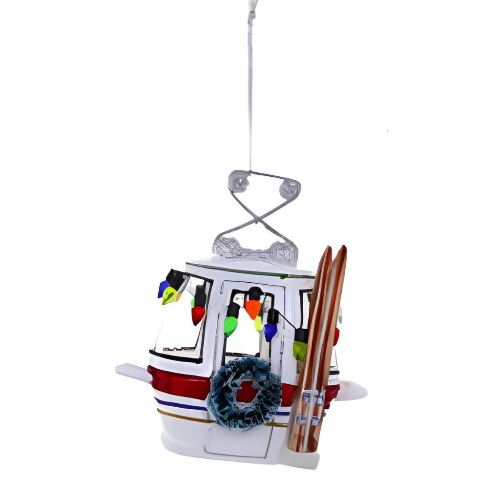 Alpine Silver Ski Slope Gondola Ornament