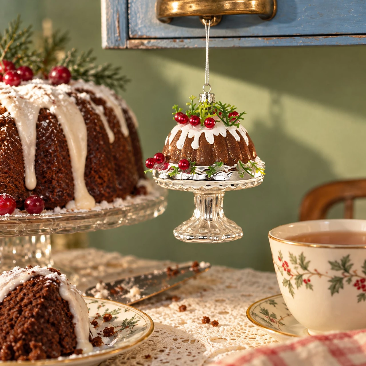 Festive Holiday Bundt Cake Ornament