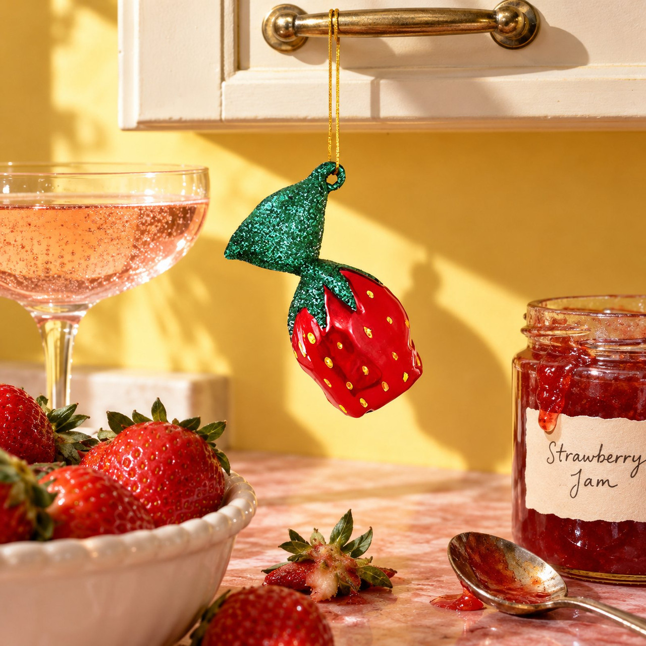 Sparkling Strawberry Candy Christmas Ornament