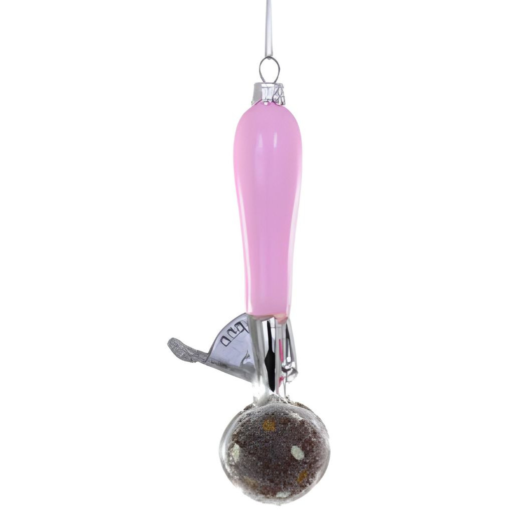 Light Pink Ice Cream Scoop Glass Ornament