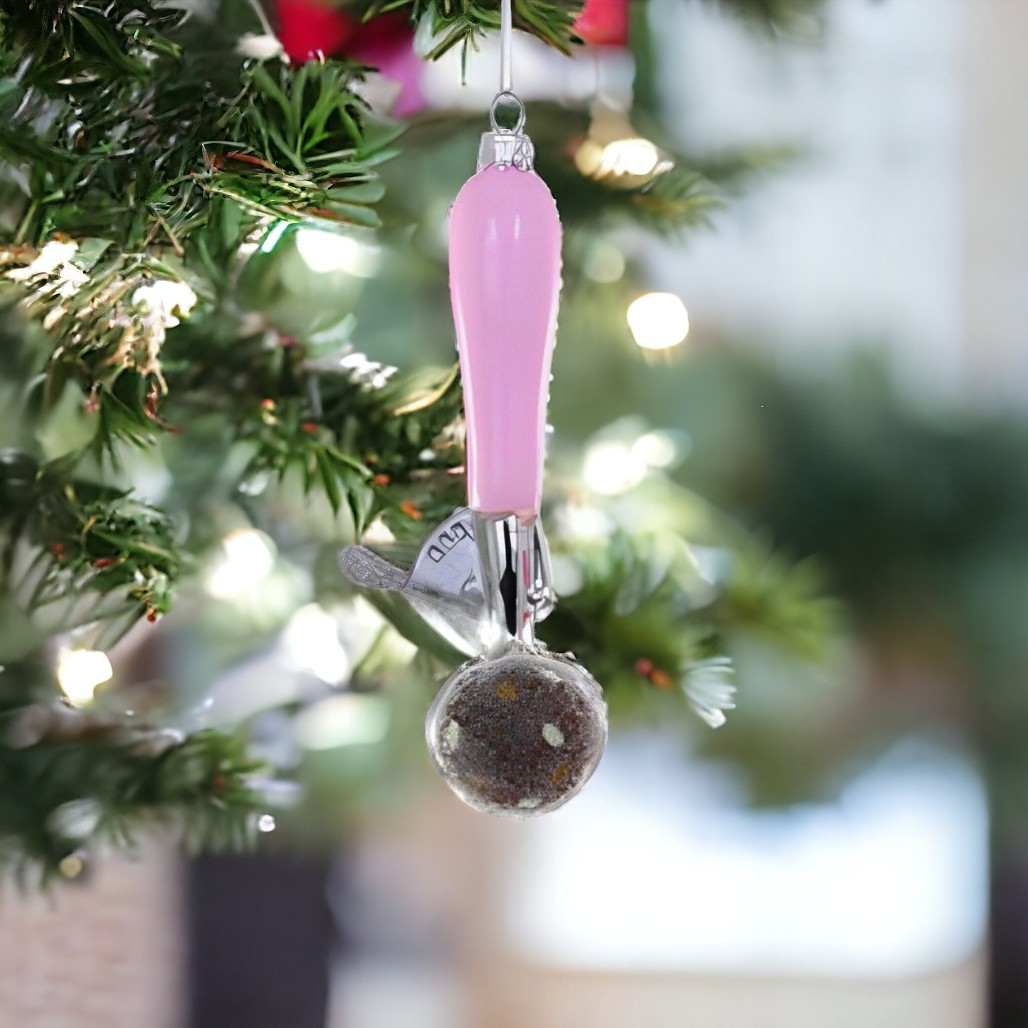 Light Pink Ice Cream Scoop Glass Ornament