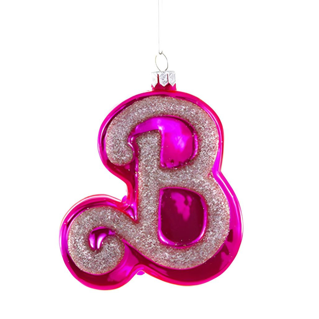 Glittery Pink Letter B Ornament