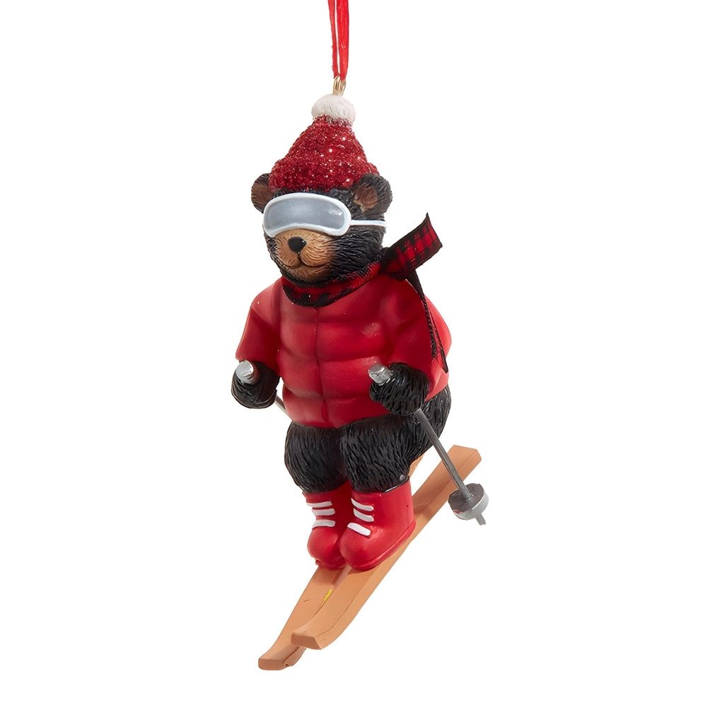 Skiing Bear With Knit Hat Ornament