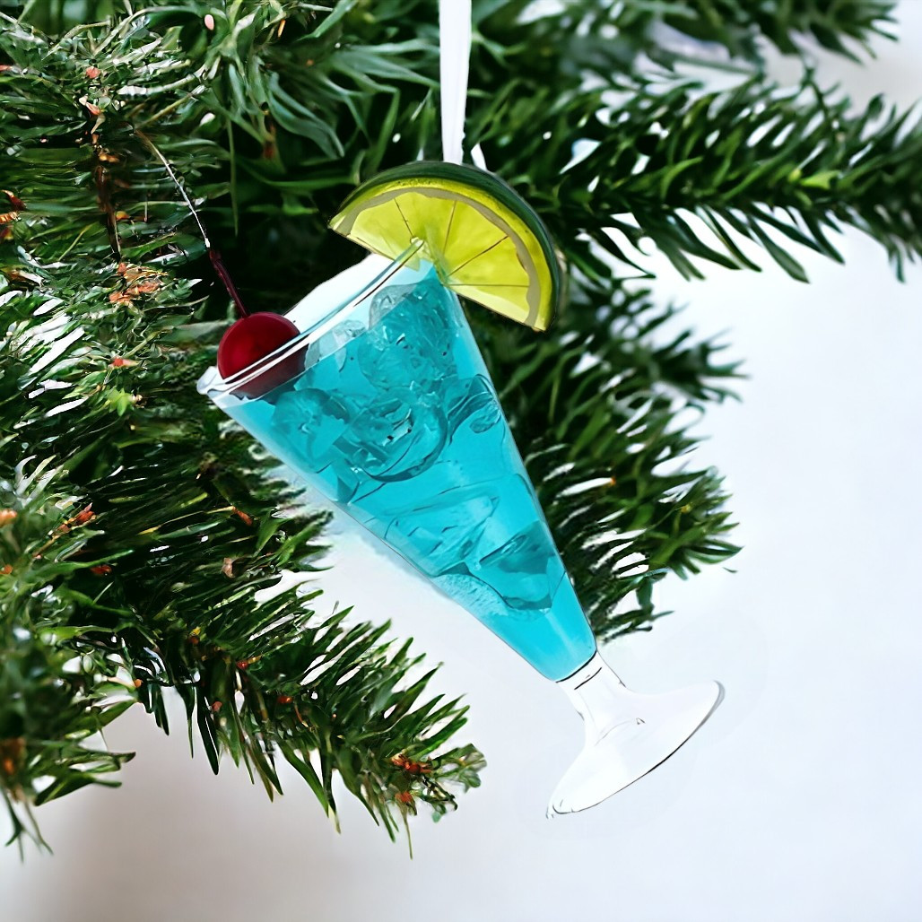 Blue Tropical Drink Glass Ornament
