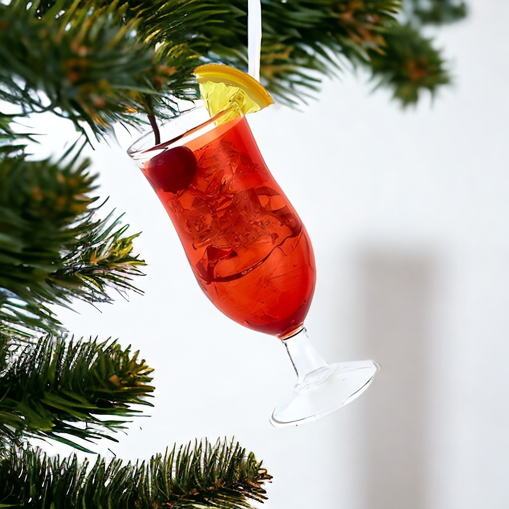 Red Tropical Drink Glass Ornament
