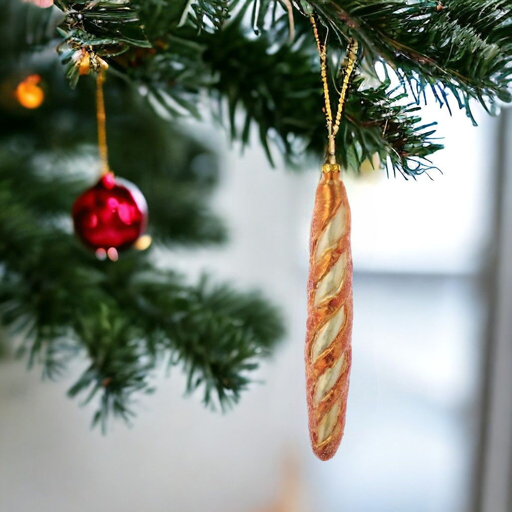 Glass French Baguette Ornament