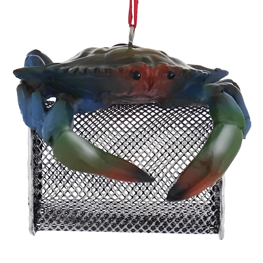 Resin Blue Crab Cage Ornament