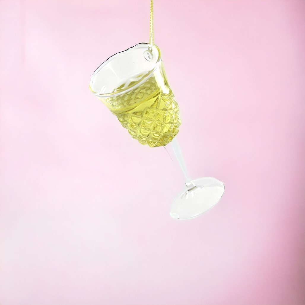 White Wine Glass Holiday Ornament