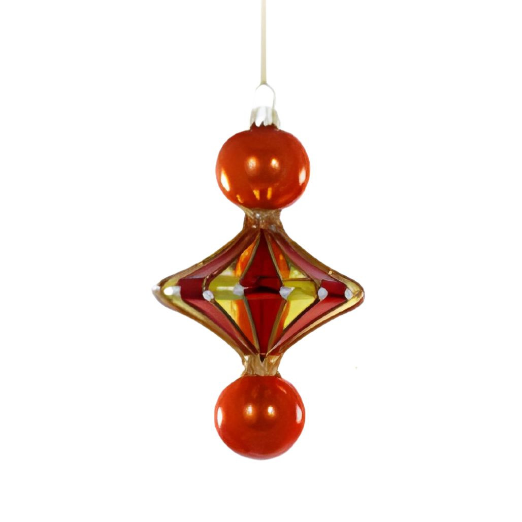 Merry & Bright Spindle Ornament - Light Red