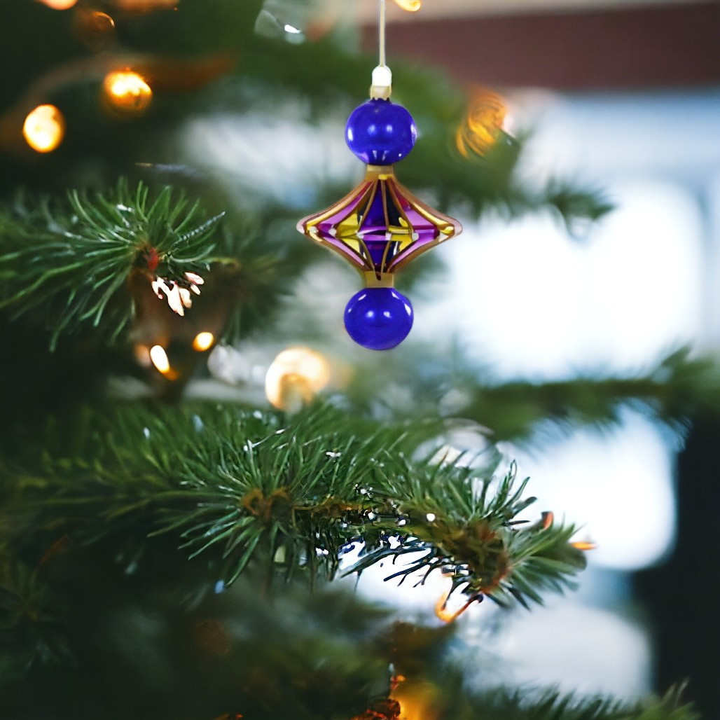 Purple Merry & Bright Spindle Ornament