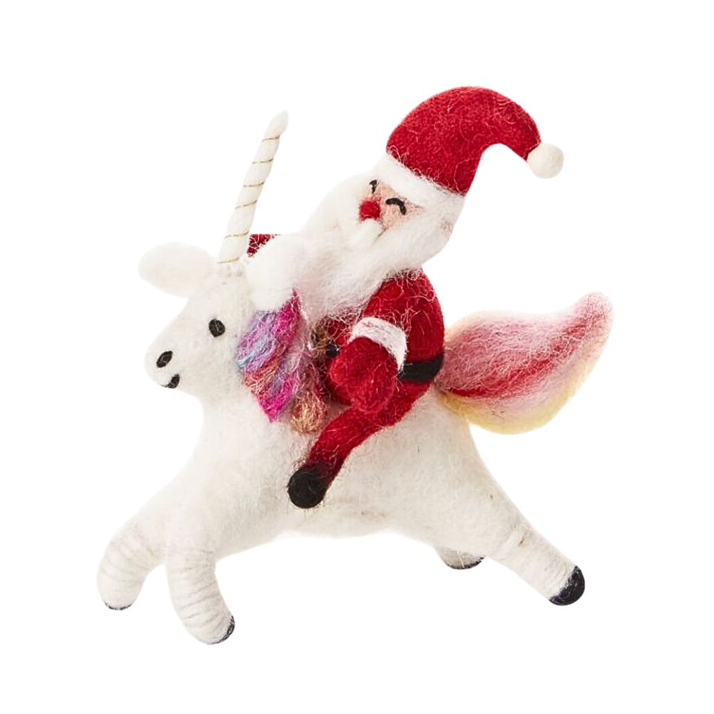 Unicorn Santa Ornament