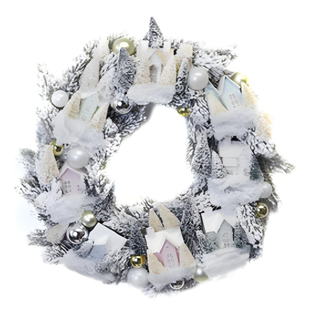 Frosted Village Wreath - Bright