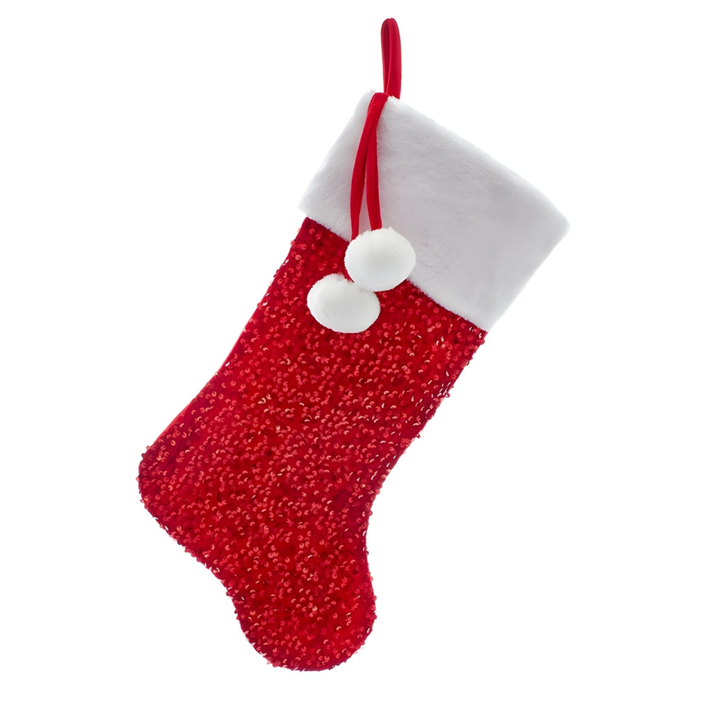 20" Red Sequined Christmas Stocking