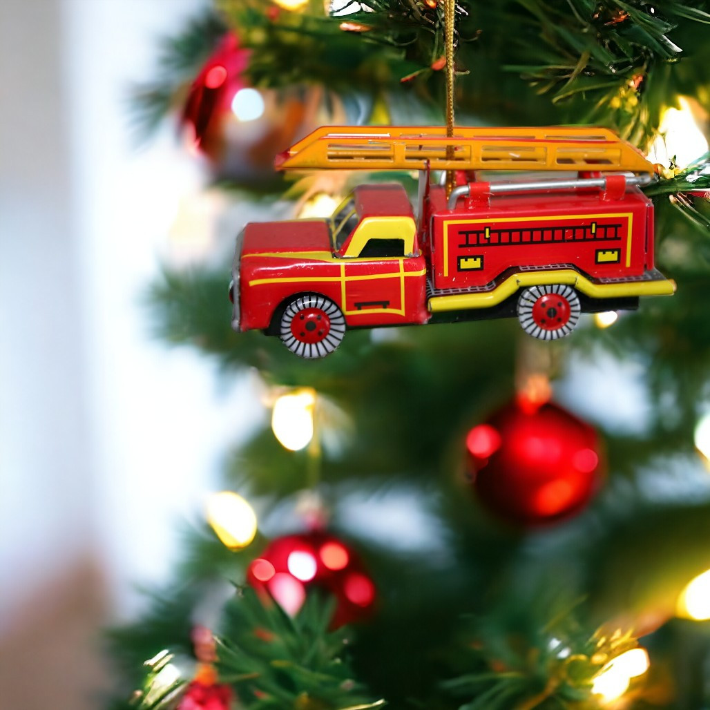 Tin Firetruck Ornament