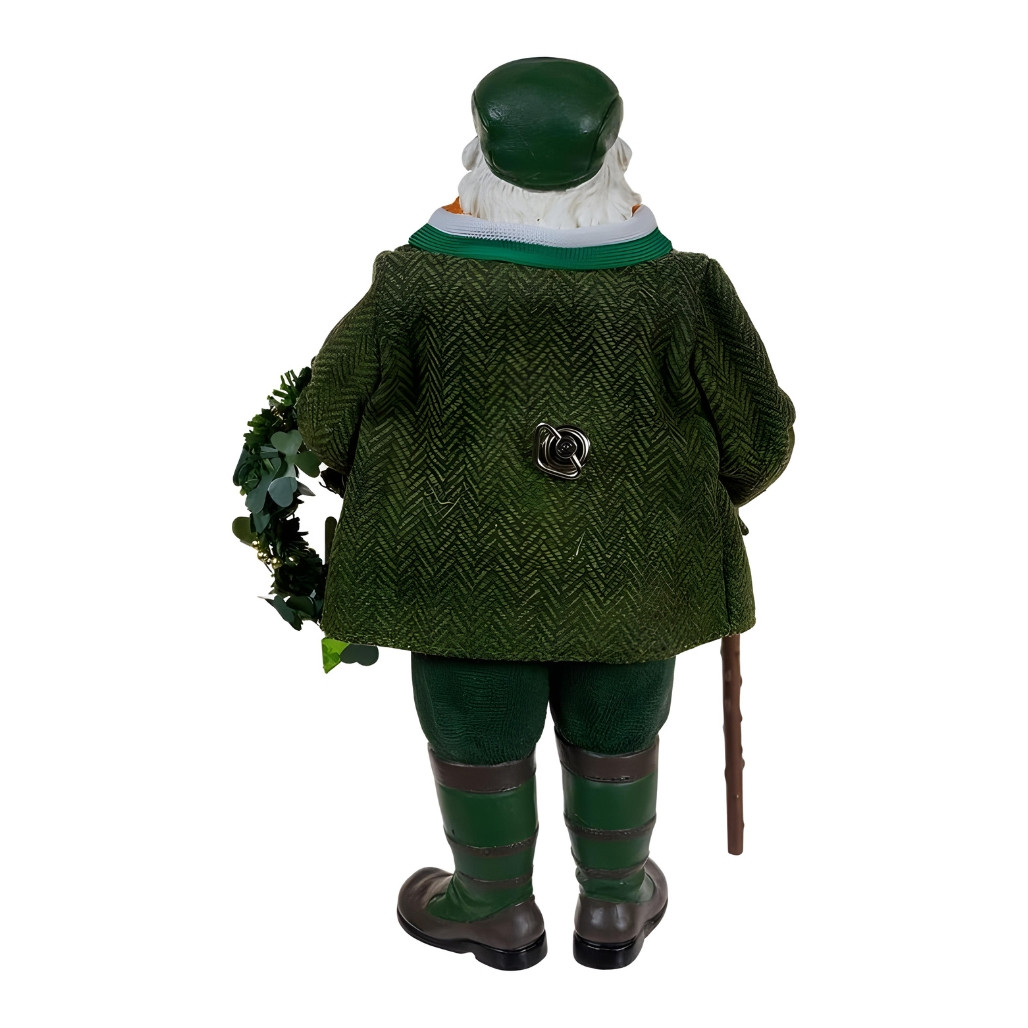 Fabriche Musical Irish Santa With Wreath Figurine