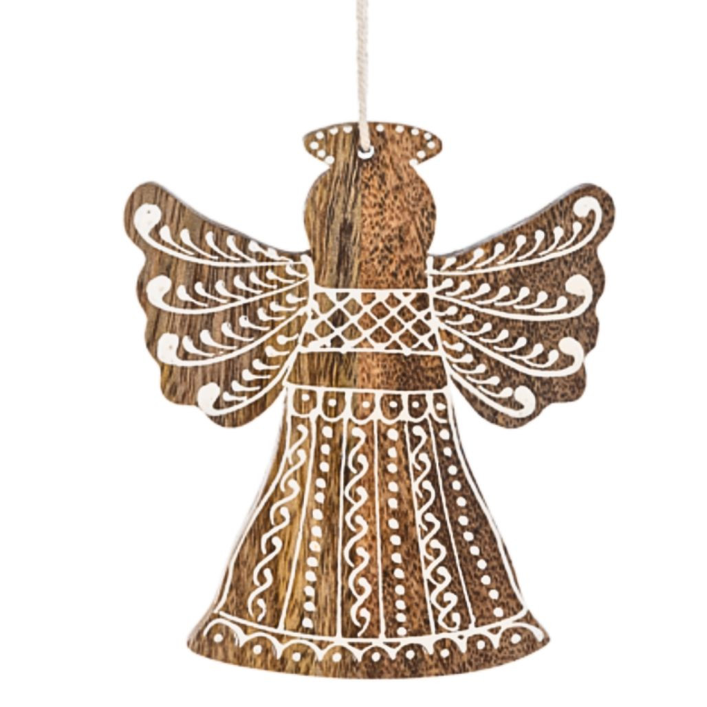 Hand-Painted Wooden Angel Ornament