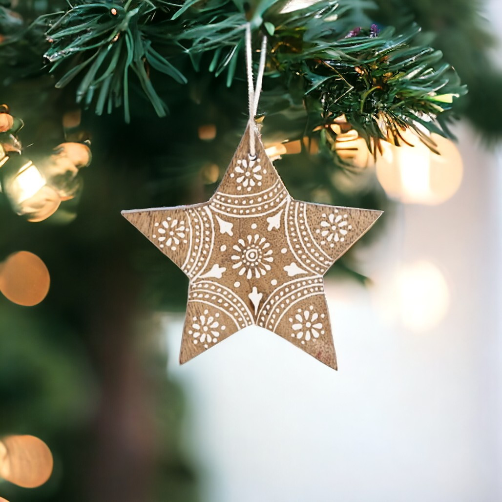 Hand-Painted Wooden Star Ornament