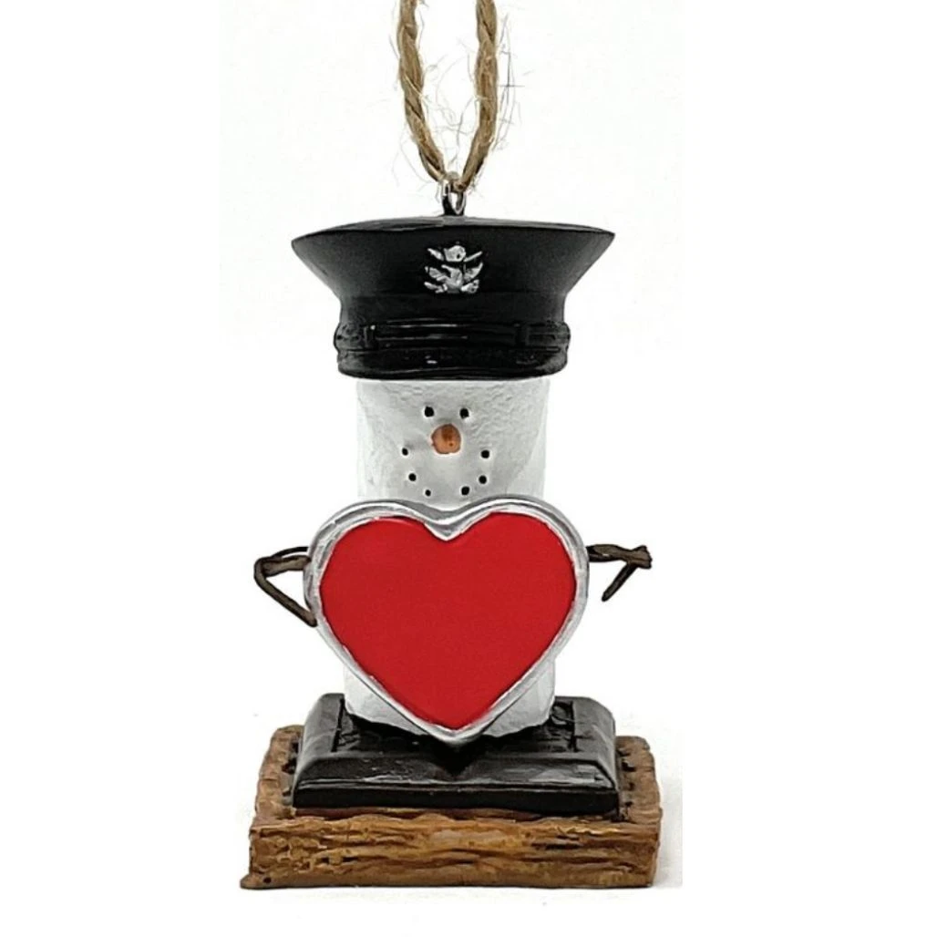 Smores Military Snowman Ornament with Heart
