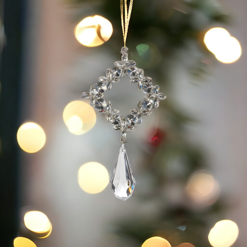 Square Crystal Drop Ornament