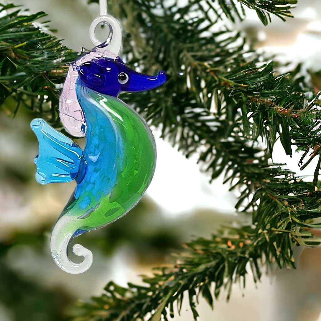 Blue Fin Seahorse Ornament