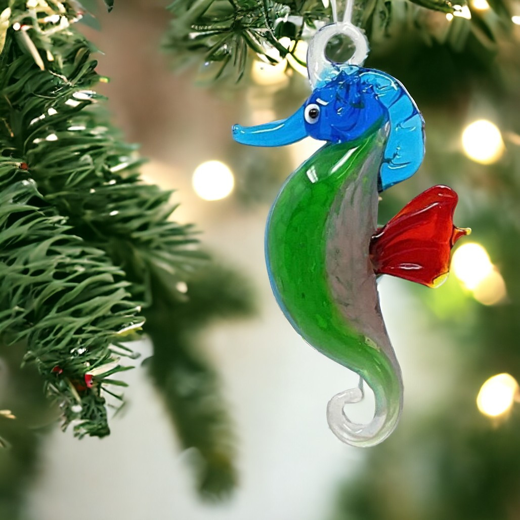 Red Fin Seahorse Ornament