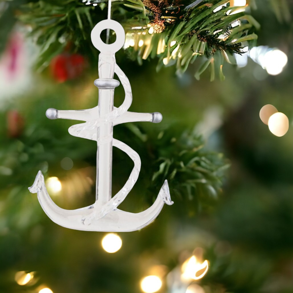 Glass Anchor Ornament