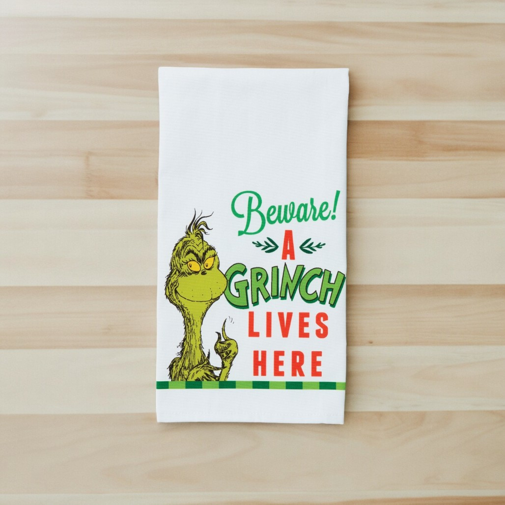 Beware Grinch Tea Towel