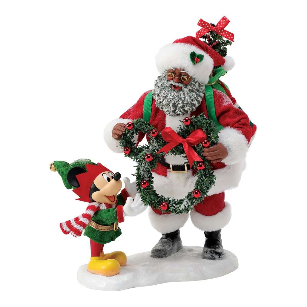 Possible Dreams - African American Santa With Mickey Mouse Figurine