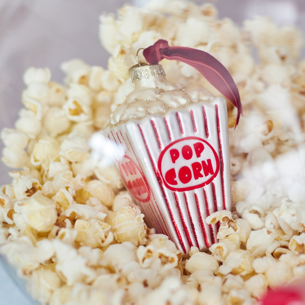 Glass Popcorn Bucket Ornament