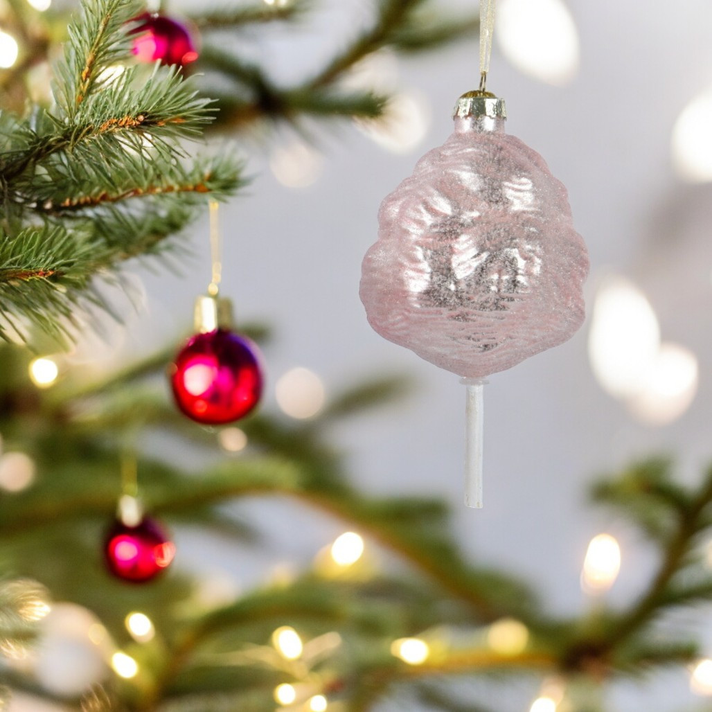 Glass Cotton Candy Ornament