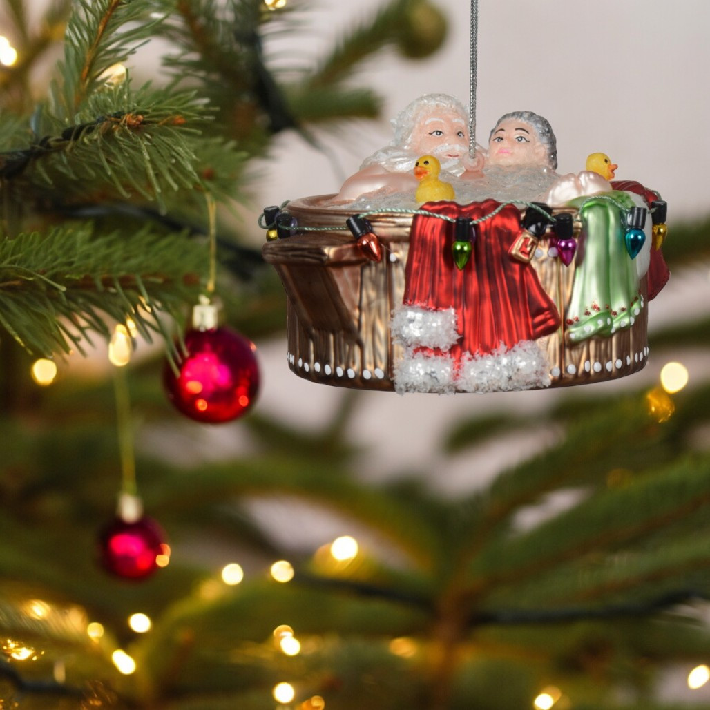 Santa and Mrs. Claus in Hot Tub Ornament