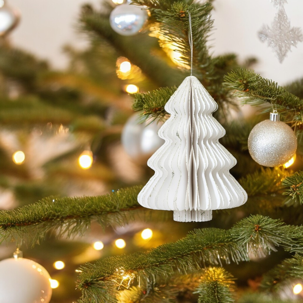 Small White Paper Tree Ornament