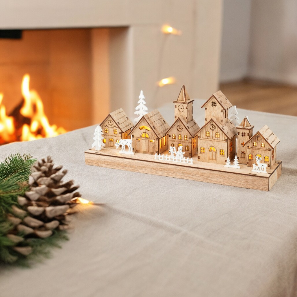 LED Wood Village Center Scene