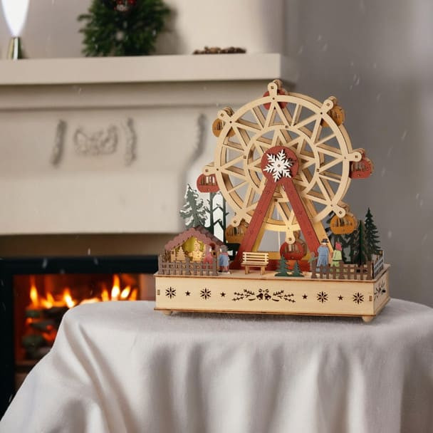 LED Wood Ferris Wheel Scene