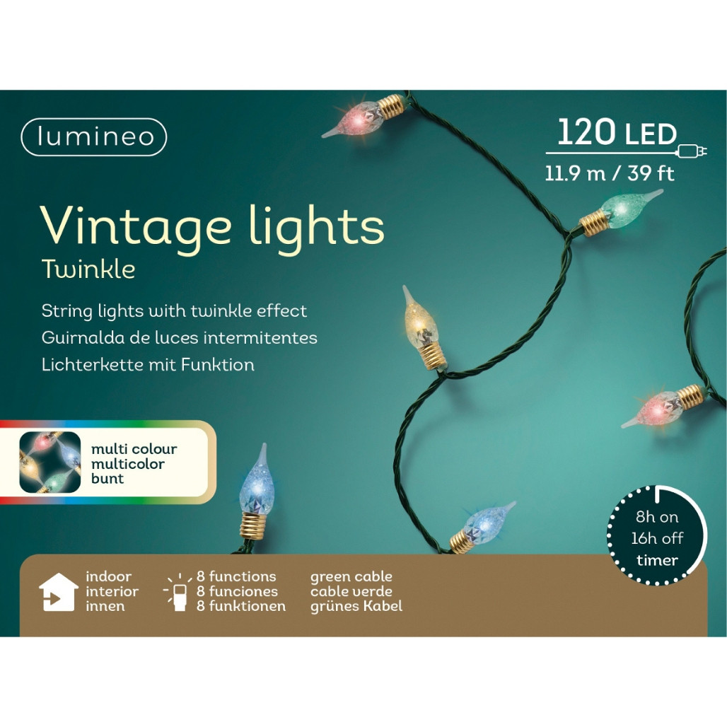 Lumineo 120 LED Multicolor Vintage Twinkle Lights