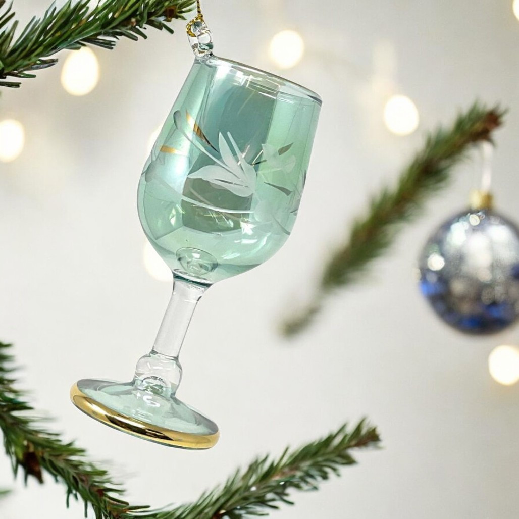 Green Wine Glass Ornament
