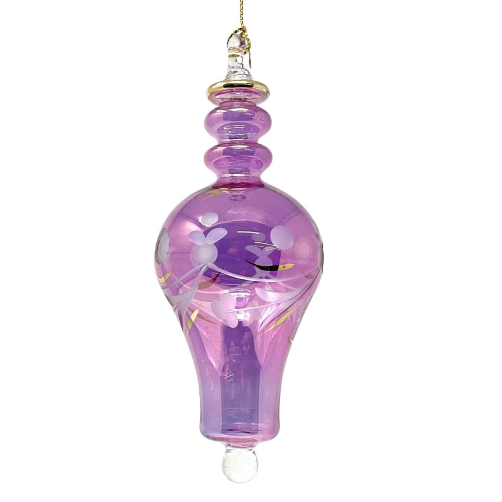 Purple Boxed Heart Glass Ornament