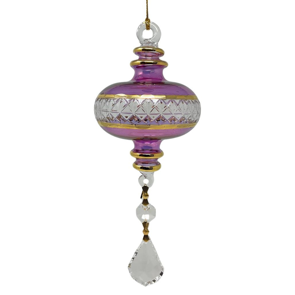 Purple Small Sphere with Crystals Ornament