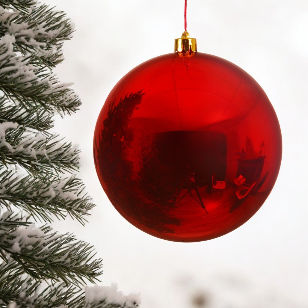 8 Inch Shatterproof Shiny Christmas Red Ornament
