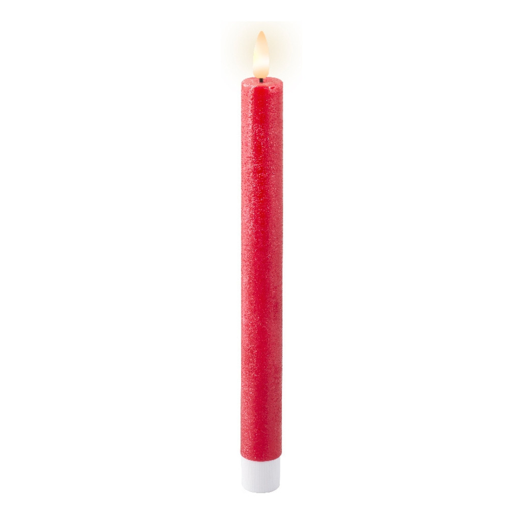 Lumineo 9.5 Inch Red Taper Battery Operated Candle Set of 2