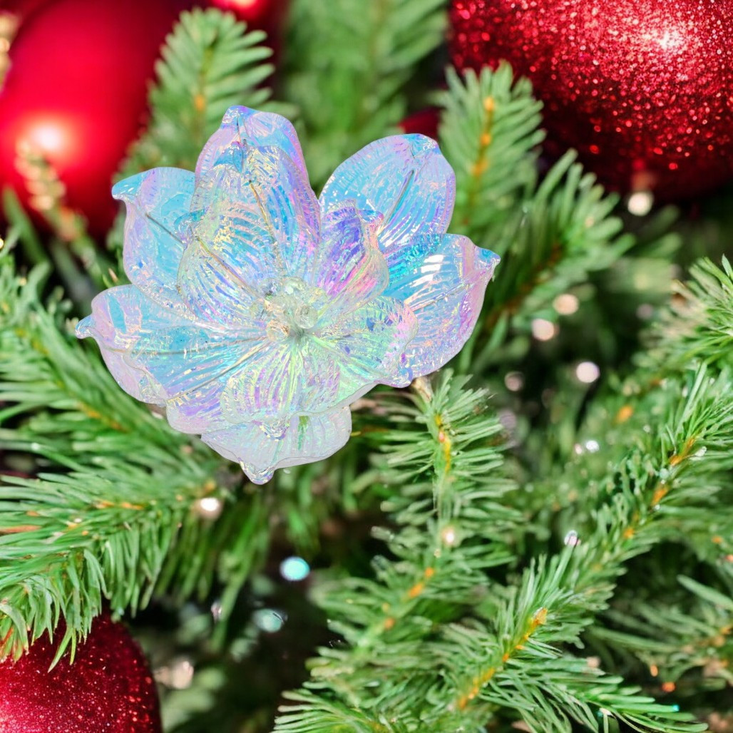 Blue Iridescent Magnolia Clip