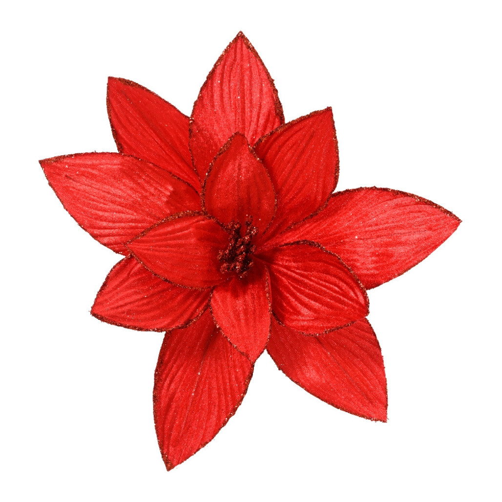 Red Poinsettia Polyester Clip