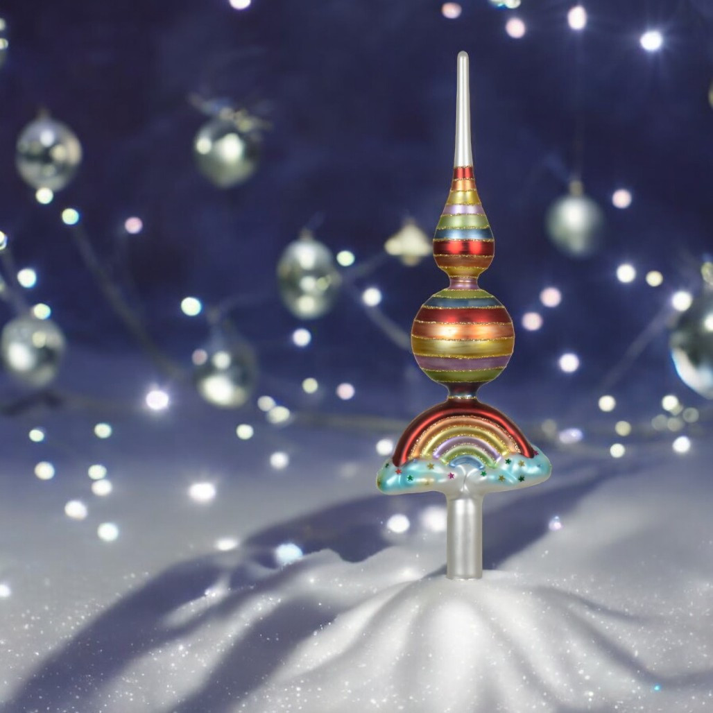 Glass Rainbow Finial Tree Topper