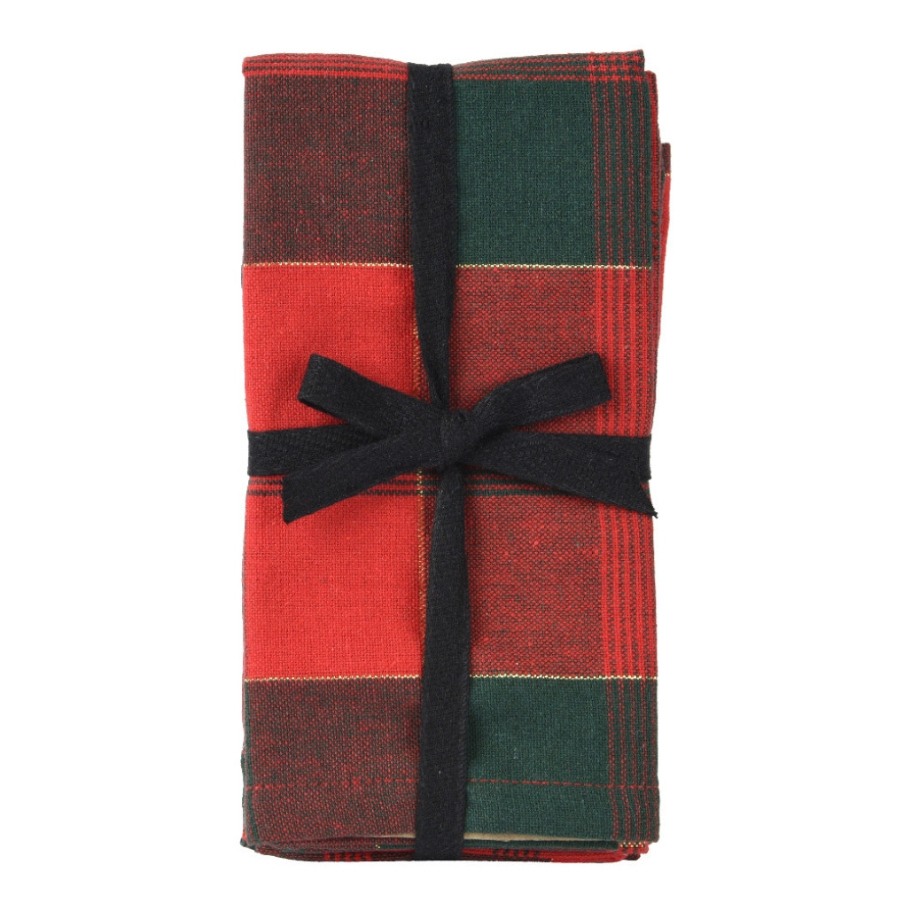 Red And Green Plaid Cloth Napkins Set of 4