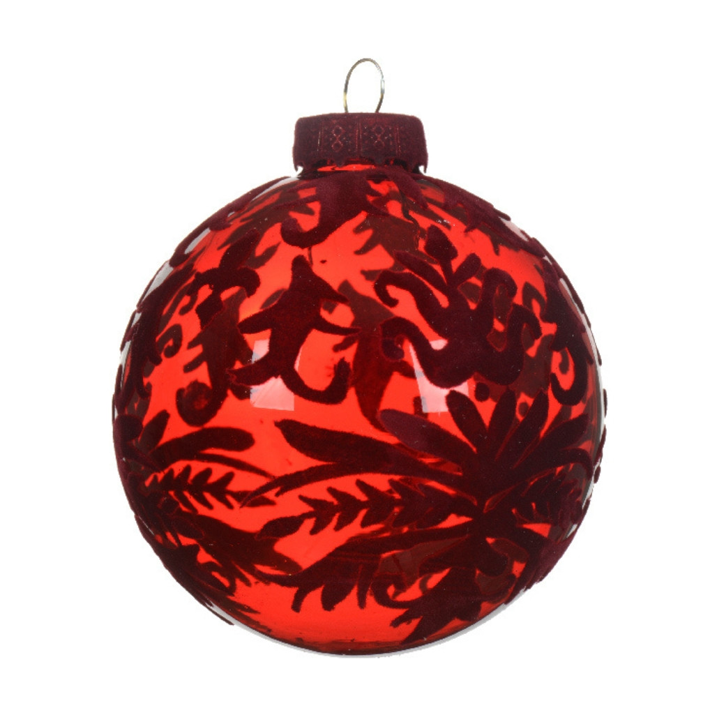 Decoris Elegant Velvet Red Ornament Set of 3