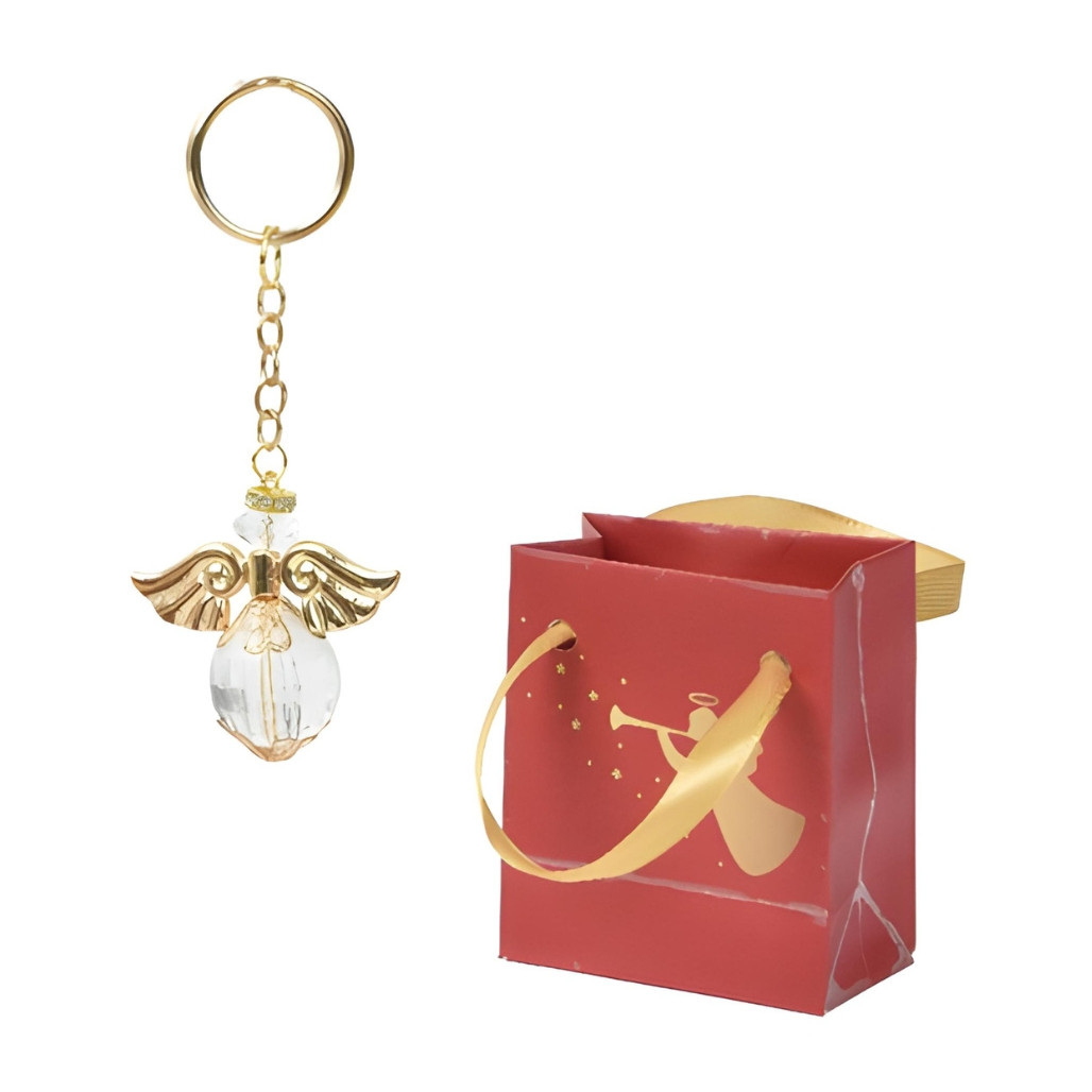 Acrylic Angel Keychain in Red Bag