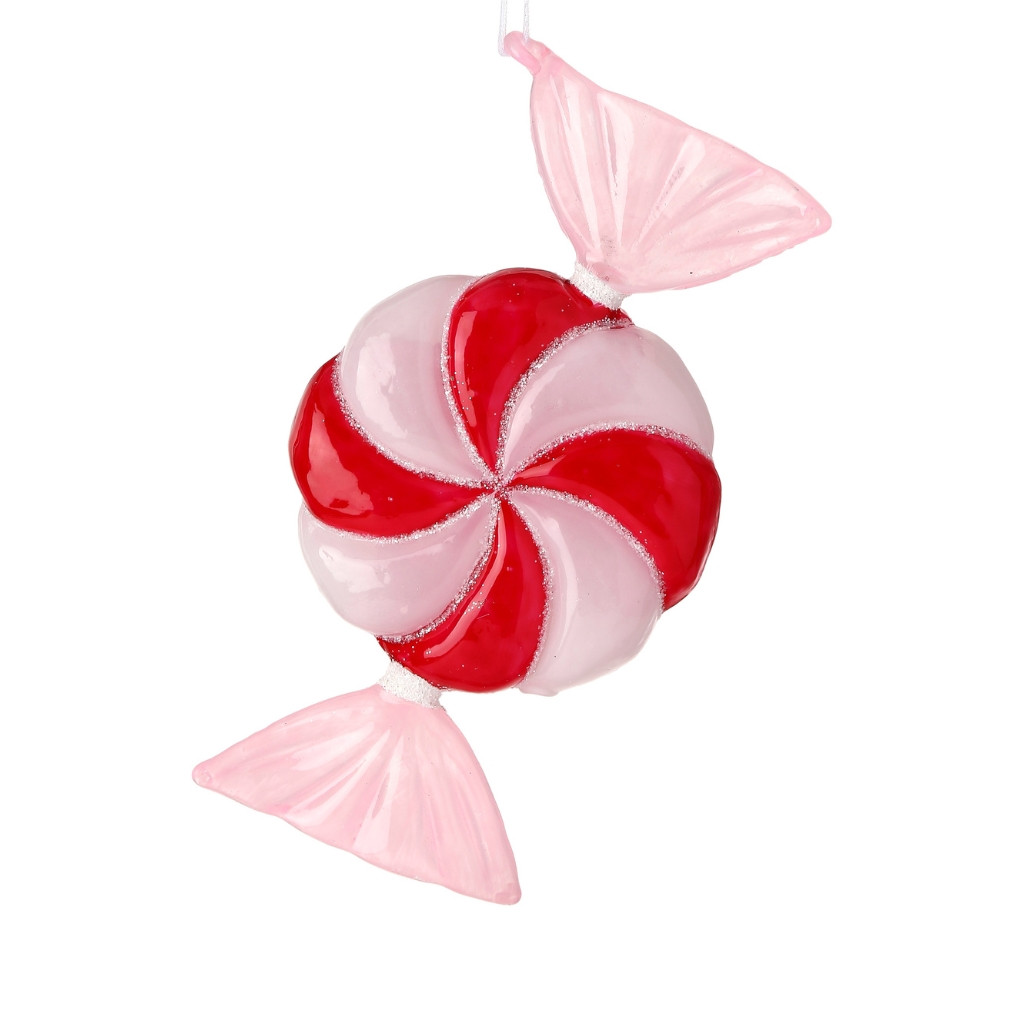 Glass Peppermint Candy Ornament