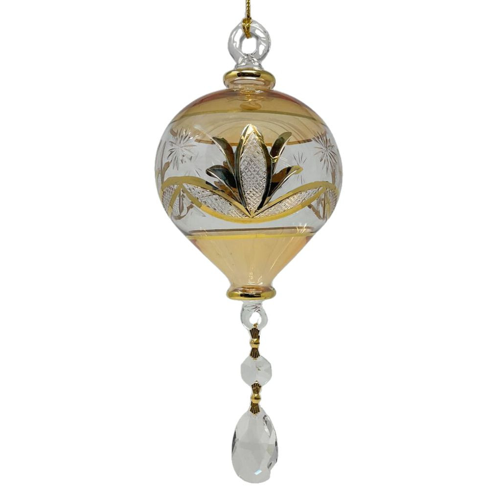 Large Yellow Tear Drop Ornament with Crystals