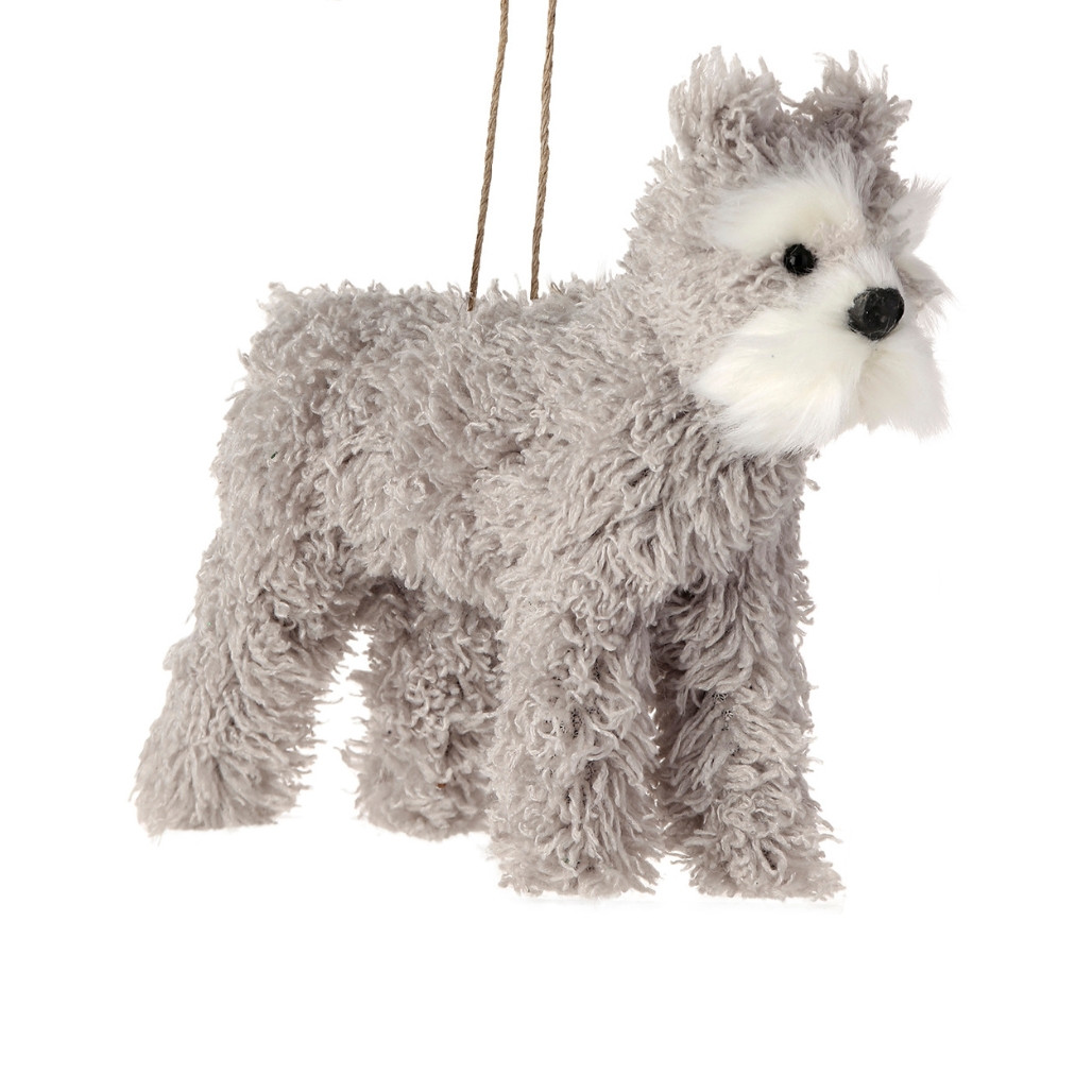 Grey Faux Fur Dog Ornament